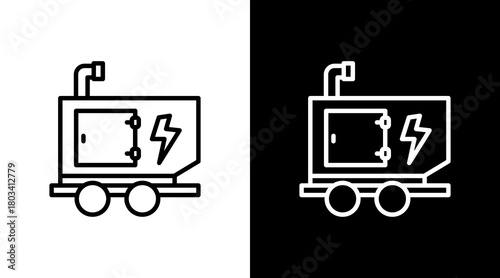 Emergency Generator  White Icon Set Design