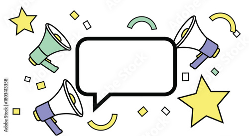 Engaging megaphone announcement template with speech bubble space