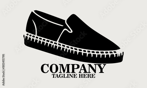 casual slip-on espadrille shoe in side view vector illustration, shoe icon and shoe logo art