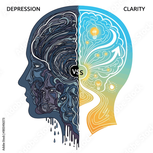 Depression vs Clarity - A Visual Representation of Mental States.