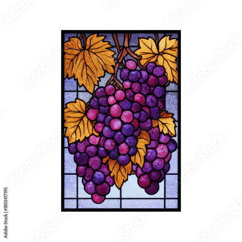 Stained Glass Grapes and Leaves