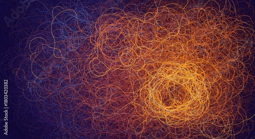 Swirling abstract energy lines dynamically shifting from cool blue to fiery orange creating captivating glowing effect. AI Generated