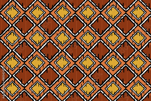 Abstract Ethnic ikat art. Seamless pattern in tribal, folk embroidery, and Mexican style. Aztec geometric art ornament print.Design for carpet, cover.wallpaper, wrapping, fabric, clothing