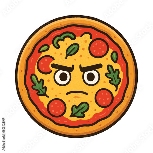 Angry Pizza Character Cartoon Illustration Mascot