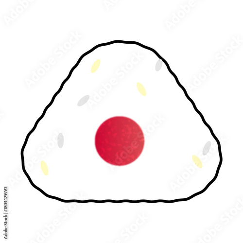 シンプルな梅干し入りおにぎりイラスト