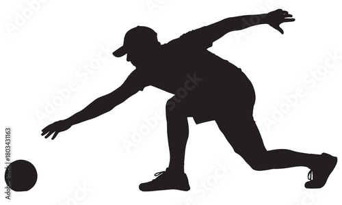 Bowler reaching for the ball silhouette