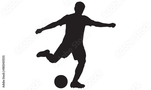 Dynamic silhouette of a soccer player kicking a ball