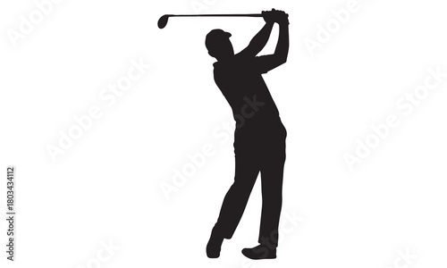 Golfer swinging club silhouette