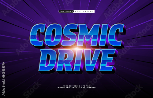 cosmic drive editable rocket text effect with futuristic lighting