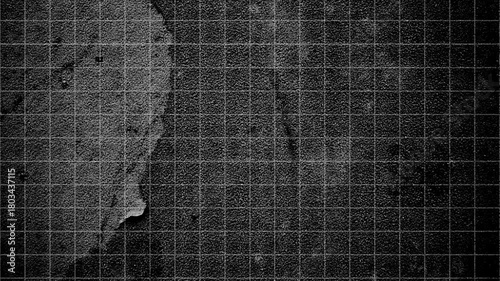 Dark Black Weathered vintage aged old grunge cracked peeled wall paint texture with moving grid loop in stop motion background animation