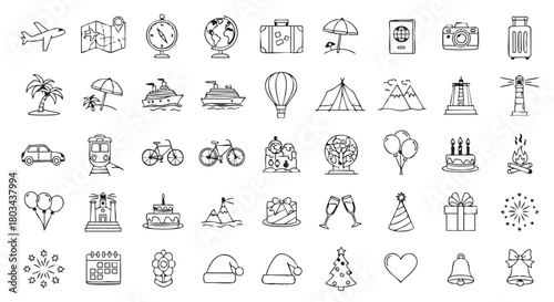 Doodle art of travel holiday and celebration vector illustration