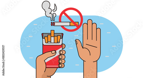 Stop smoking campaign illustration for health awareness and quit now