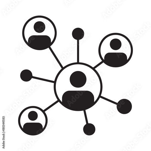 social network or work networking icon with people and diagrams