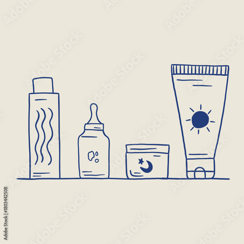 hand drawn skincare doodle illustration