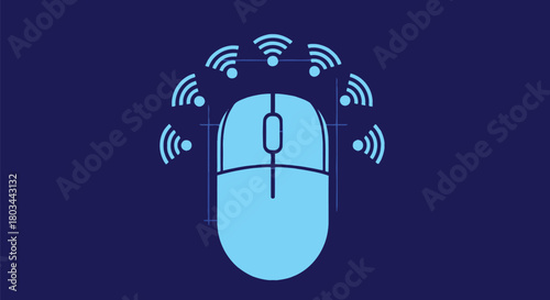 Wireless mouse technology concept illustration computer device