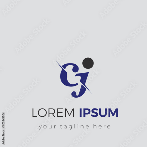 CJ initial letter logo design that looks like a separate or broken vector icon symbol