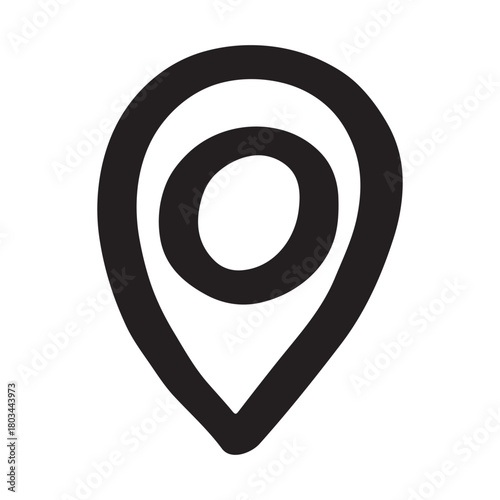 Hand drawn map pin Map marker pointer sign GPS and mapping tools Location pin symbol Pinpoint clipart in doodle style Single element for web, design