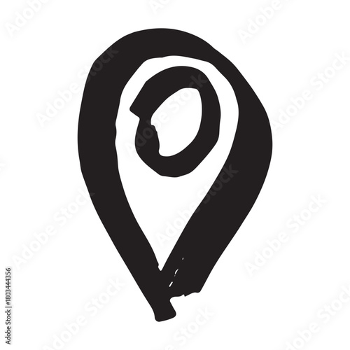 Hand drawn map pin Map marker pointer sign GPS and mapping tools Location pin symbol Pinpoint clipart in doodle style Single element for web, design