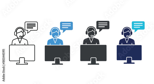 Customer service support call center operator icon vector design