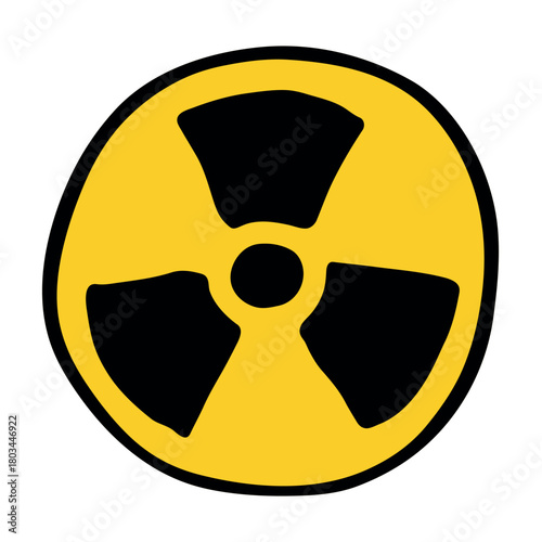 Hand drawn radiation sign Nuclear radiation hazard symbol Radioactive danger warning sign clipart in doodle style Nuclear safety Radioactive waste Single element for print, web, design, decor