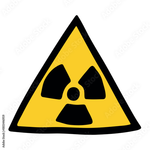 Hand drawn radiation sign Nuclear radiation hazard symbol Radioactive danger warning sign clipart in doodle style Nuclear safety Radioactive waste Single element for print, web, design, decor