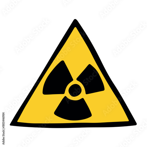 Hand drawn radiation sign Nuclear radiation hazard symbol Radioactive danger warning sign clipart in doodle style Nuclear safety Radioactive waste Single element for print, web, design, decor