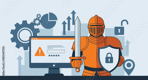 Cybersecurity knight protection security data safety internet defense