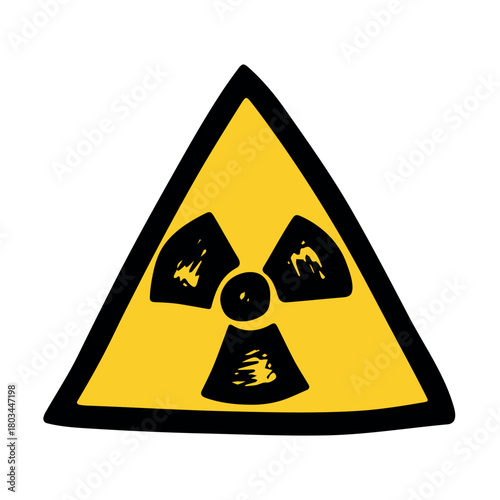 Hand drawn radiation sign Nuclear radiation hazard symbol Radioactive danger warning sign clipart in doodle style Nuclear safety Radioactive waste Single element for print, web, design, decor