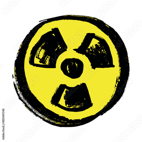 Hand drawn radiation sign Nuclear radiation hazard symbol Radioactive danger warning sign clipart in doodle style Nuclear safety Radioactive waste Single element for print, web, design, decor