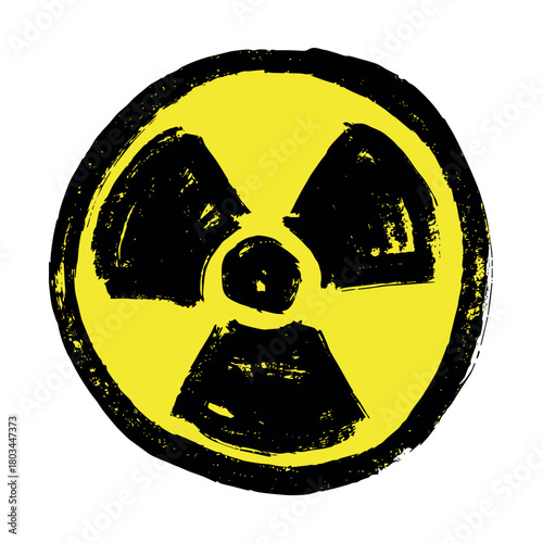 Hand drawn radiation sign Nuclear radiation hazard symbol Radioactive danger warning sign clipart in doodle style Nuclear safety Radioactive waste Single element for print, web, design, decor