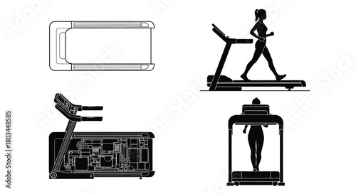 Treadmill fitness exercise machine workout gym cardio running design