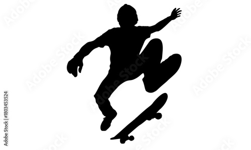 vector silhouette of a skateboarding