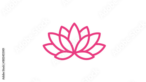 Simple Pink Lotus Flower Outline Icon Vector Design. Yoga, Meditation, Spirituality, Nature, Floral Graphic Element.