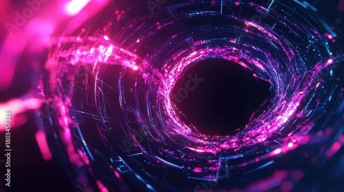 Fototapeta Naklejka Na Ścianę i Meble -  Digital data vortex tunnel illuminating cyberspace technology