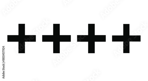 Four plus signs, mathematical symbol concept