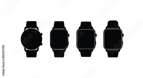 Four smart watch silhouettes for your project