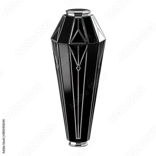 Ornate Black and Silver Art Deco Vase
