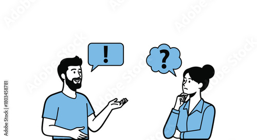 Man woman communication problem solving discussion illustration art