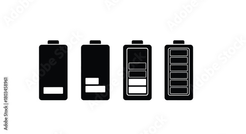 Battery charge level indicator silhouette, vector