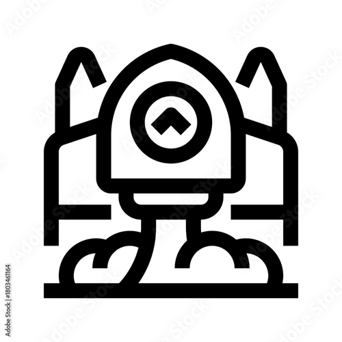 Startup Rocket Line Icon, Outline Symbol for Business Launch, Innovation Growth, Project Kickoff, Rapid Development, and Entrepreneur Acceleration. Vector Sign Icon.