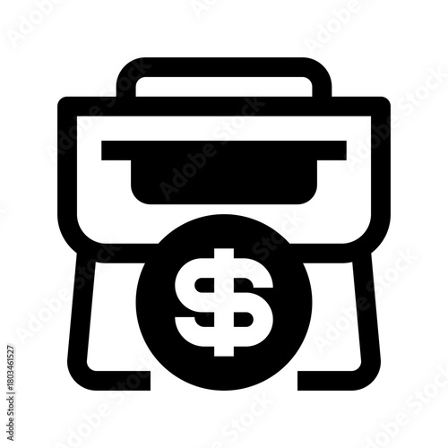 Briefcase Dollar Line Icon, Outline Symbol for Financial Management, Business Funding, Corporate Budgeting, Revenue Operations, and Profit Handling. Vector Sign Icon.