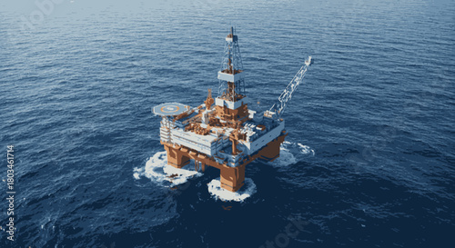 An impressive offshore oil drilling platform dominates the expansive blue sea, representing critical energy infrastructure and global resource exploration efforts.