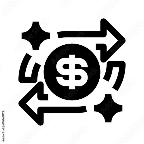 Cash Flow Line Icon, Outline Symbol for Financial Movement, Revenue Circulation, Business Liquidity, Budget Tracking, and Accounting Analysis. Vector Sign Icon.