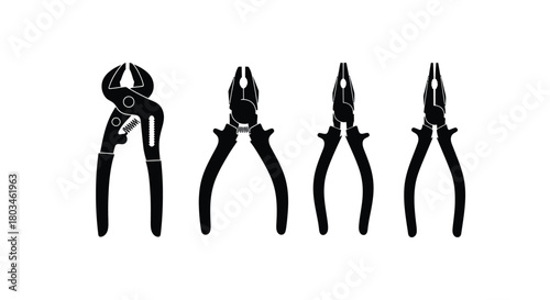 Four different pliers for construction and repair