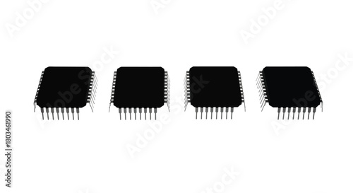 Four microchips in a row for electronics industry