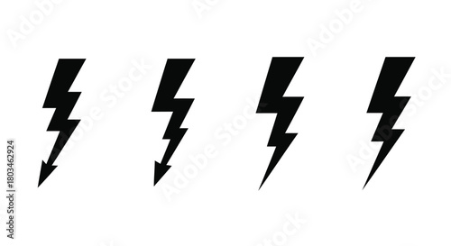 Four lightning bolt shapes in black color