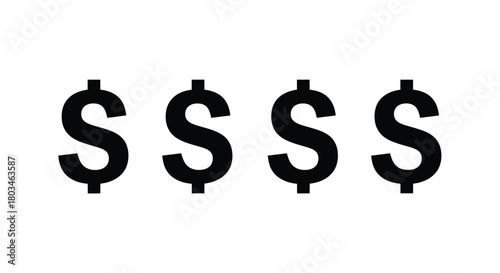 Four dollar sign symbols in a row design