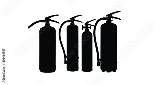 Four black fire extinguisher for safety use
