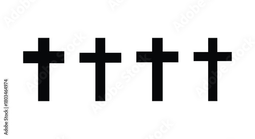 Four black crosses representing faith and religion