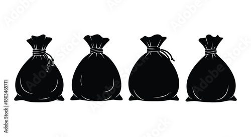 Four black bags, representing wealth and savings